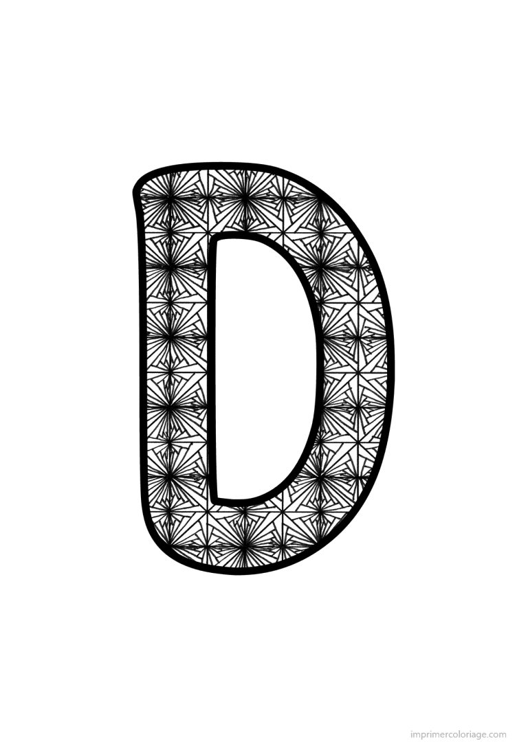 coloriage lettre d motif fleuri - dessin gratuit &agrave; imprimer