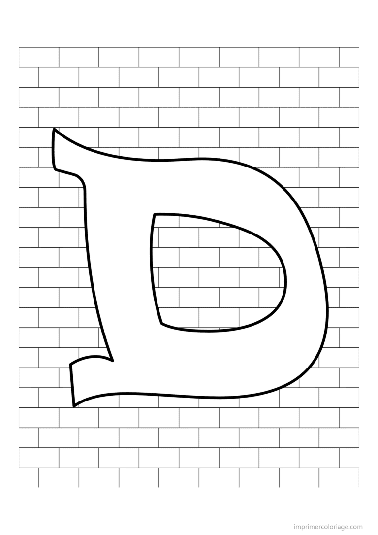 coloriage lettre d mur de briques - dessin gratuit &agrave; imprimer