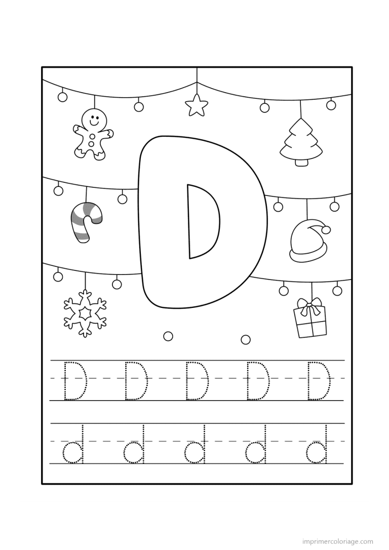 coloriage lettre d noel - dessin gratuit &agrave; imprimer