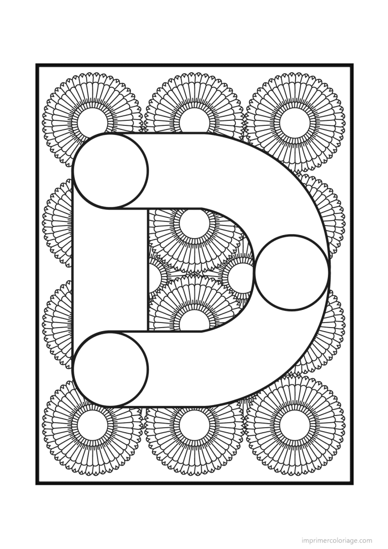 coloriage lettre d rosaces - dessin gratuit &agrave; imprimer