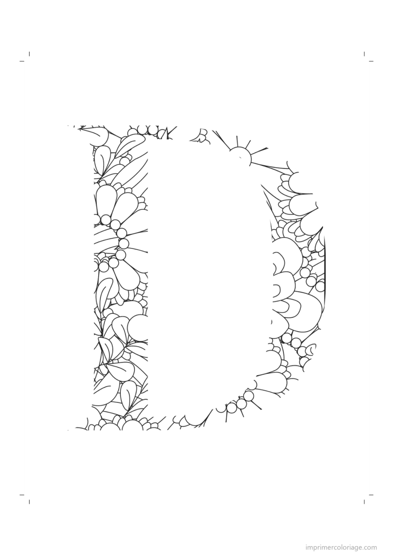 coloriage lettre d zentangle - dessin gratuit &agrave; imprimer