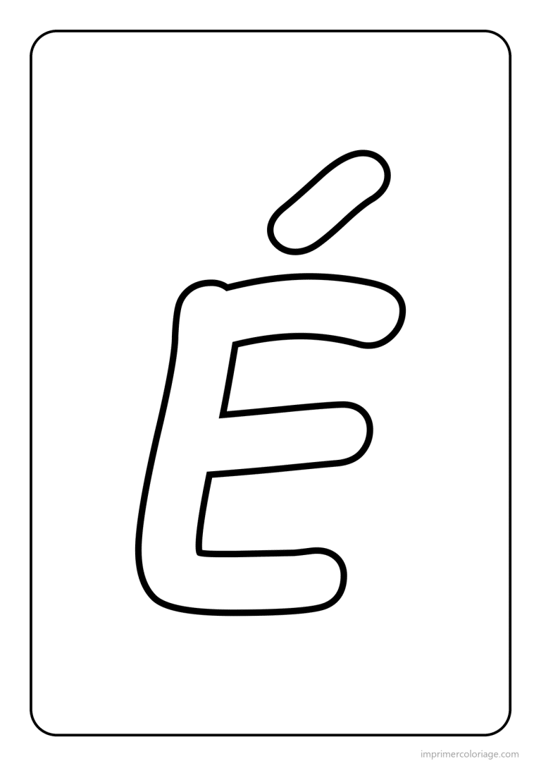 coloriage lettre e accent aigu majuscule gros traits - dessin gratuit &agrave; imprimer