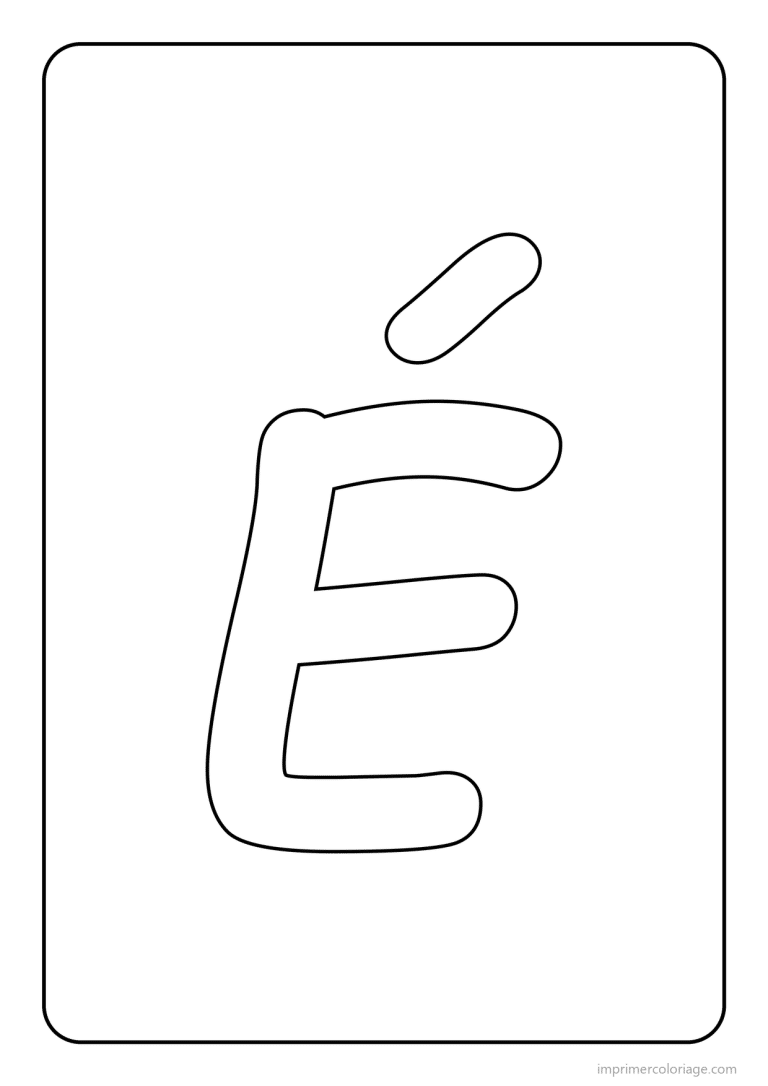 coloriage lettre e accent aigu majuscule simple - dessin gratuit &agrave; imprimer