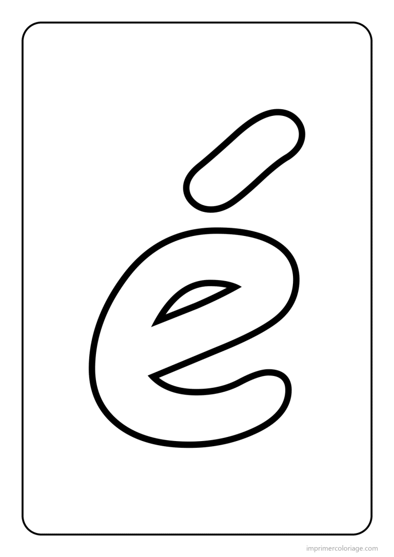 coloriage lettre e accent aigu minuscule gros traits - dessin gratuit &agrave; imprimer