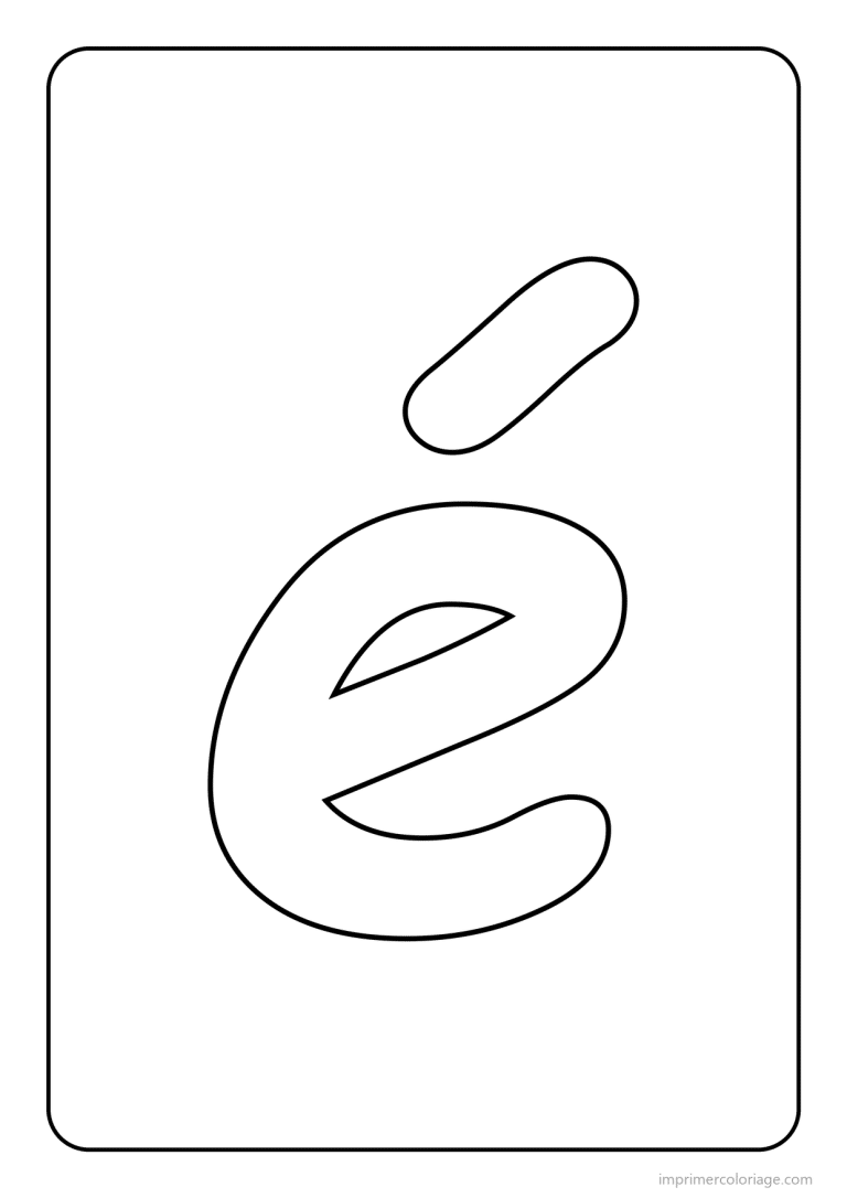 coloriage lettre e accent aigu minuscule simple - dessin gratuit &agrave; imprimer