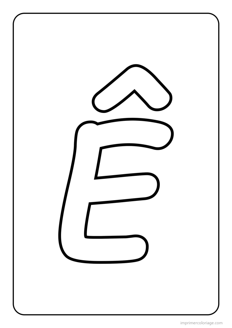coloriage lettre e accent circonflexe majuscule gros traits - dessin gratuit &agrave; imprimer