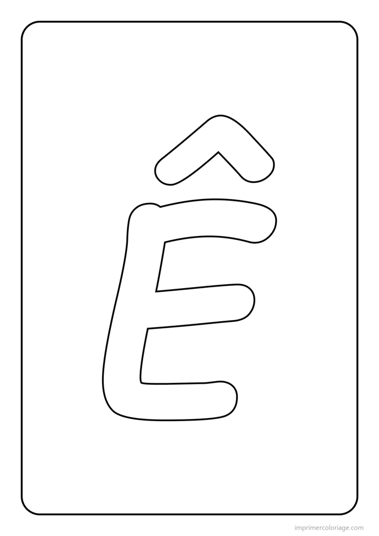 coloriage lettre e accent circonflexe majuscule simple - dessin gratuit &agrave; imprimer