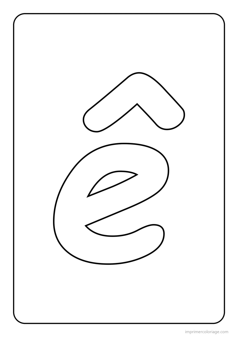 coloriage lettre e accent circonflexe minuscule simple - dessin gratuit &agrave; imprimer