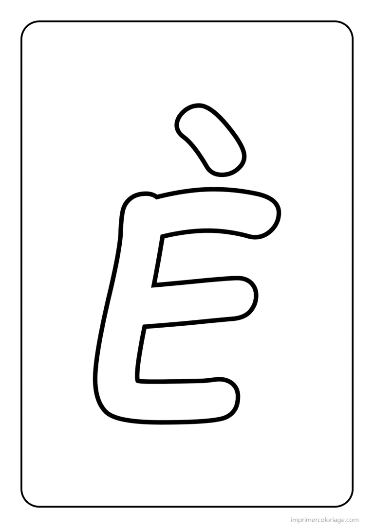coloriage lettre e accent grave majuscule gros traits - dessin gratuit &agrave; imprimer