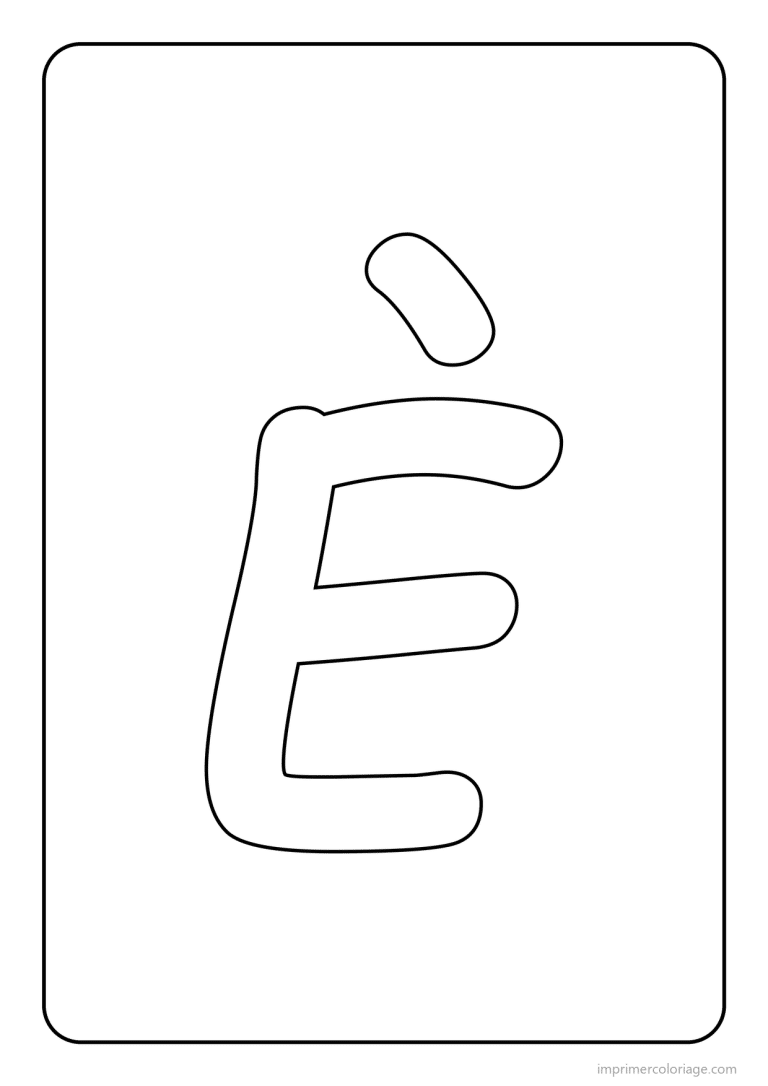 coloriage lettre e accent grave majuscule simple - dessin gratuit &agrave; imprimer