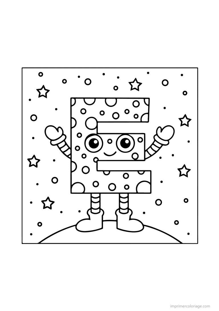coloriage lettre e bonhomme fleurs - dessin gratuit &agrave; imprimer
