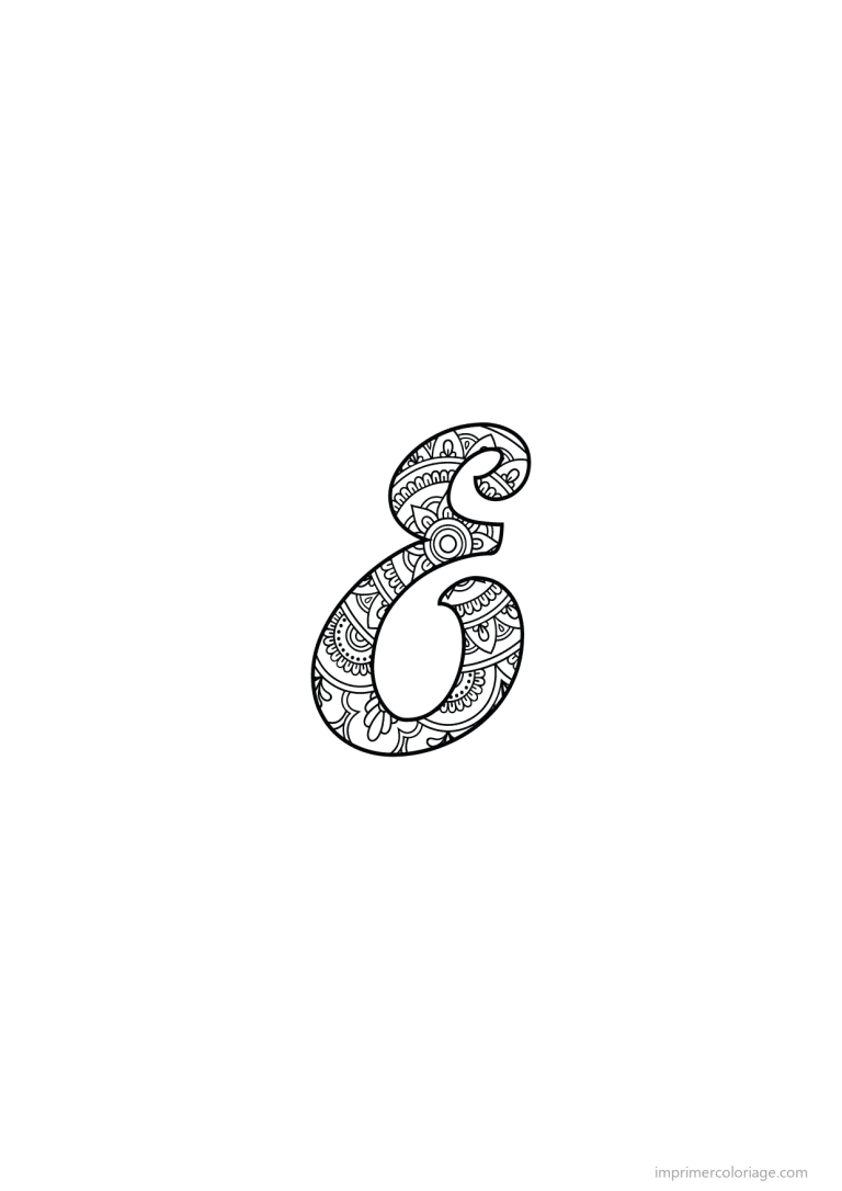 coloriage lettre e calligraphie - dessin gratuit &agrave; imprimer
