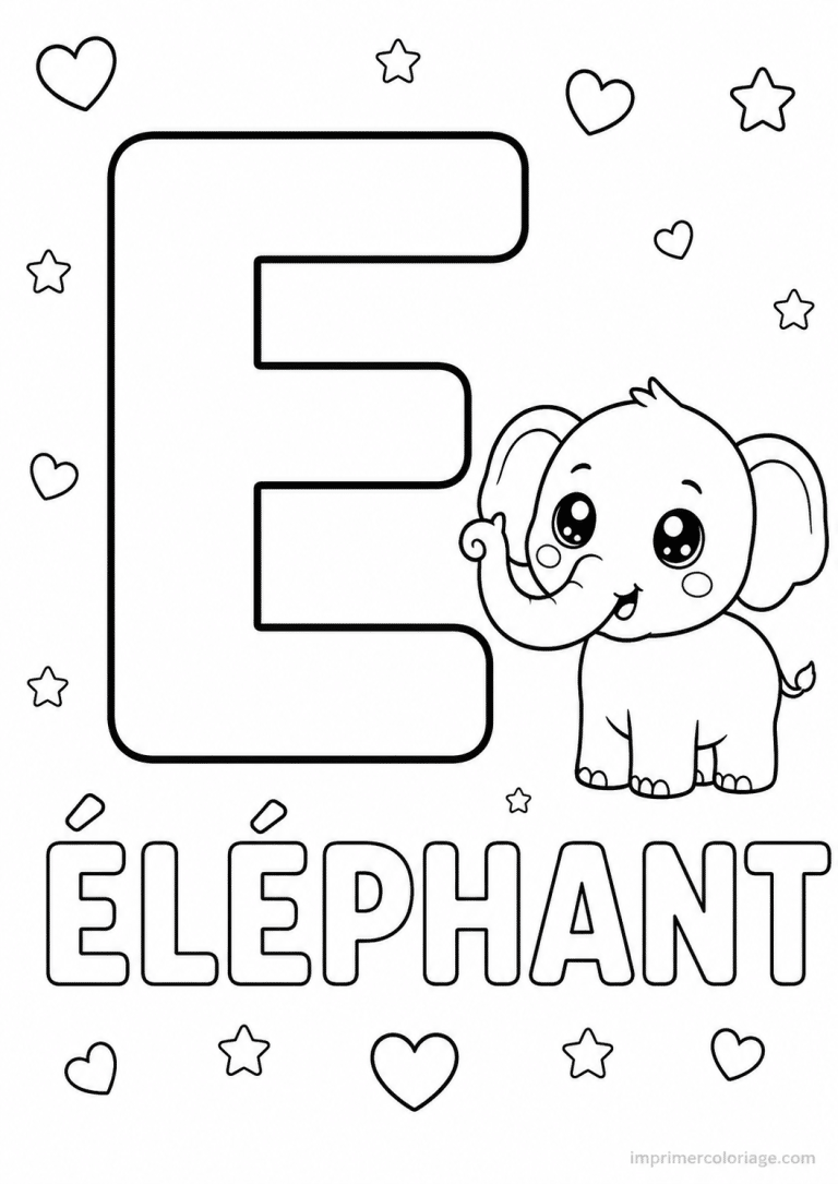 coloriage lettre e elephant - dessin gratuit &agrave; imprimer