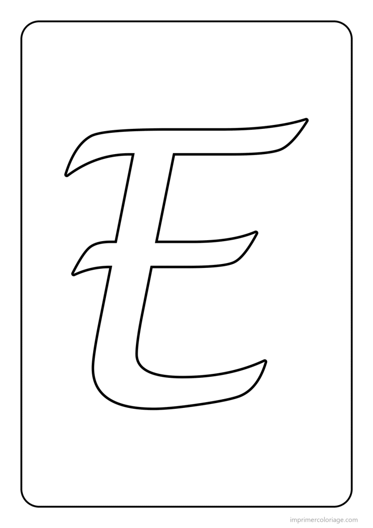 coloriage lettre e majuscule cursive - dessin gratuit &agrave; imprimer