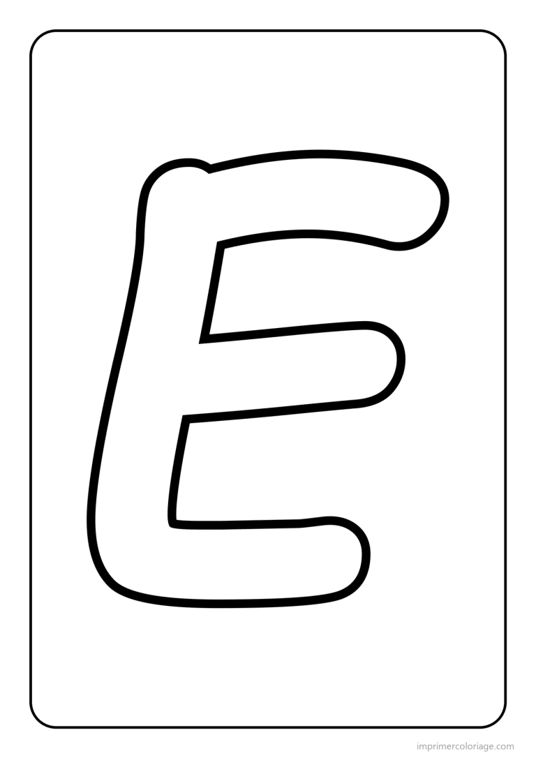coloriage lettre e majuscule gros traits - dessin gratuit &agrave; imprimer