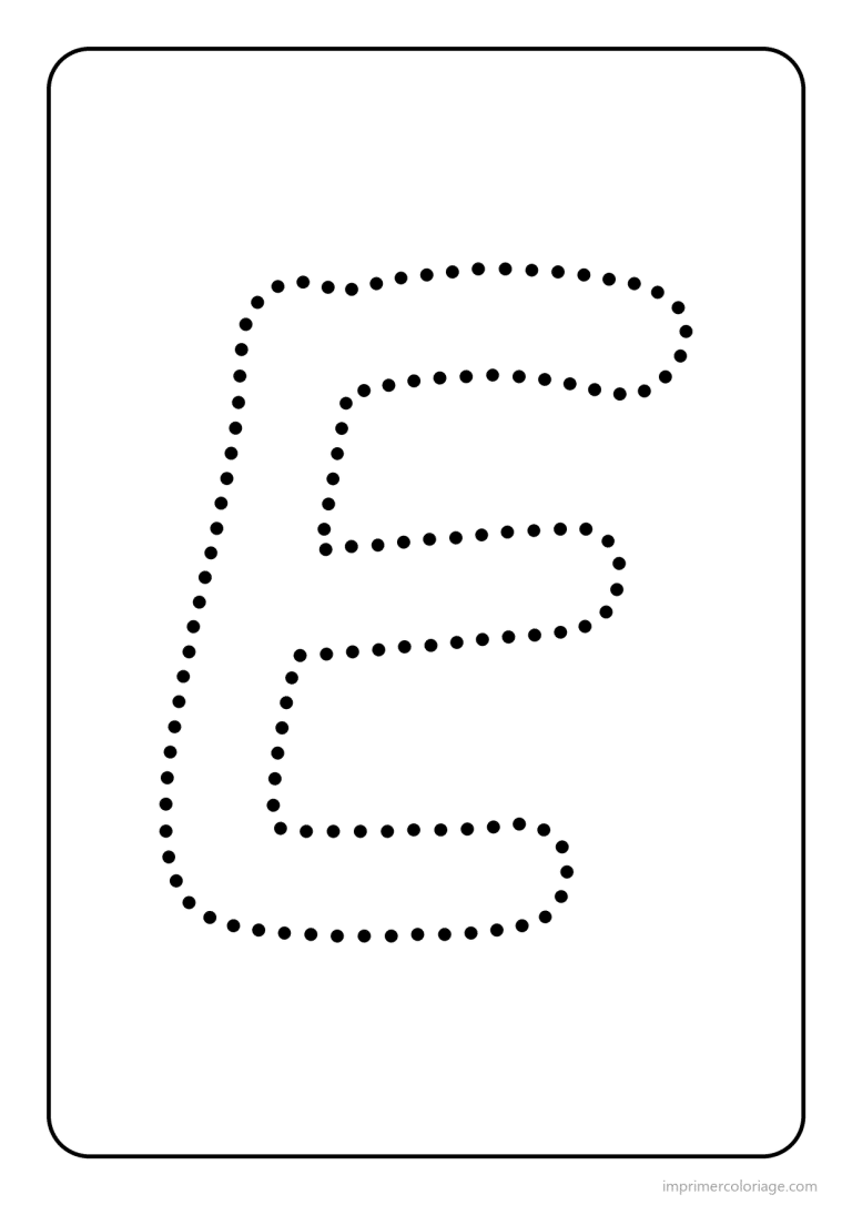 coloriage lettre e majuscule pointilles - dessin gratuit &agrave; imprimer