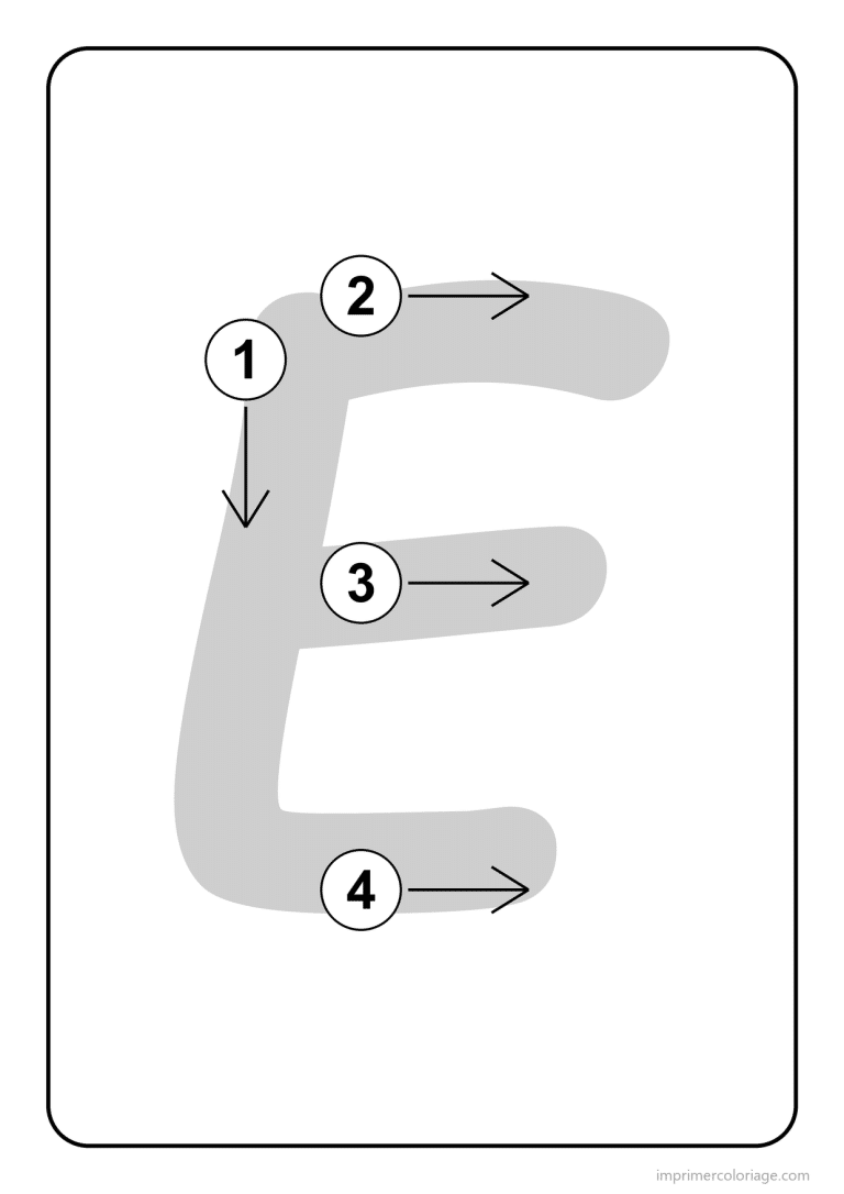coloriage lettre e majuscule sens du trace - dessin gratuit &agrave; imprimer