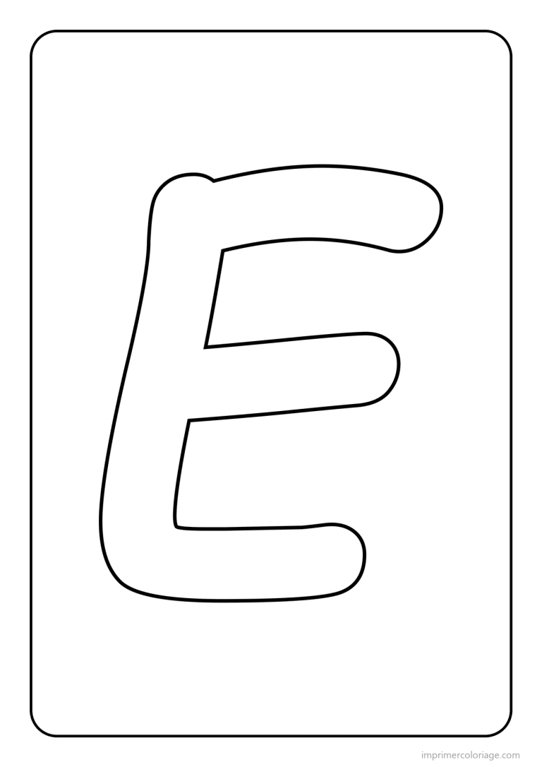 coloriage lettre e majuscule simple - dessin gratuit &agrave; imprimer
