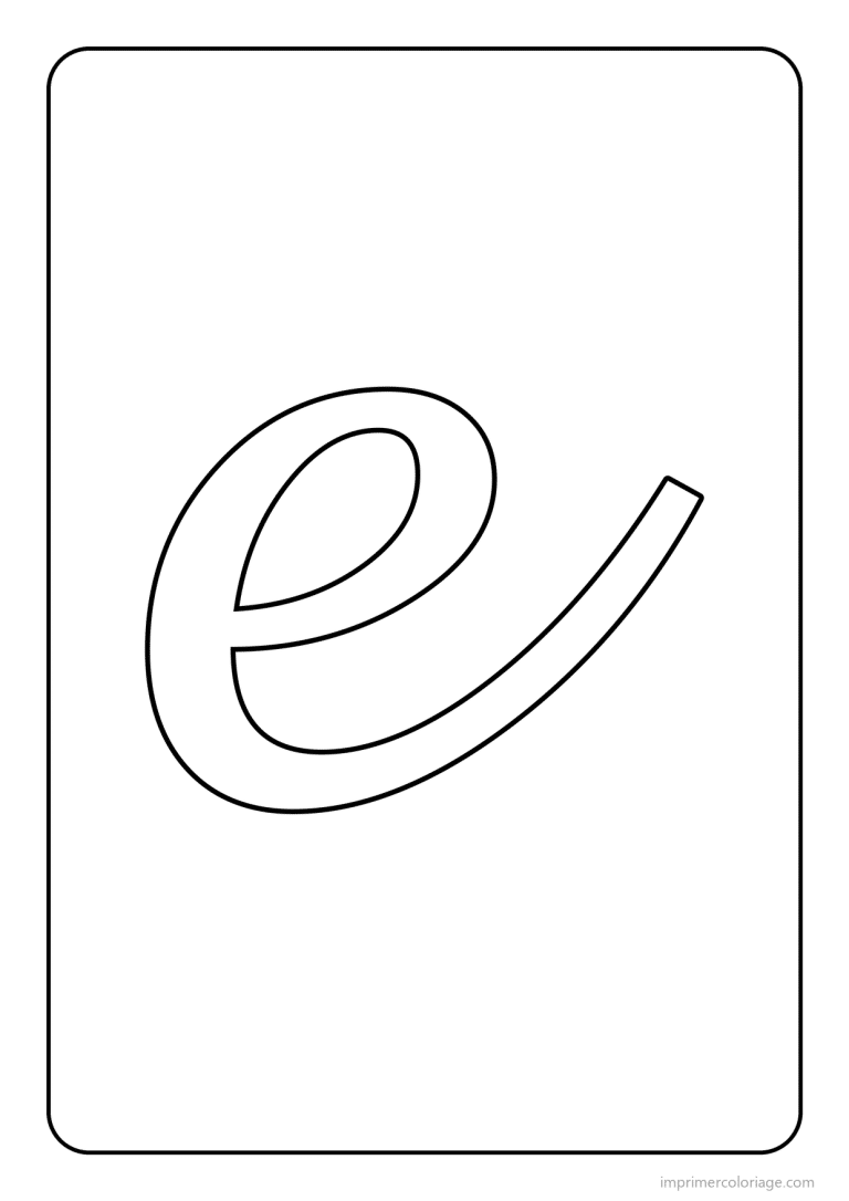 coloriage lettre e minuscule cursive - dessin gratuit &agrave; imprimer