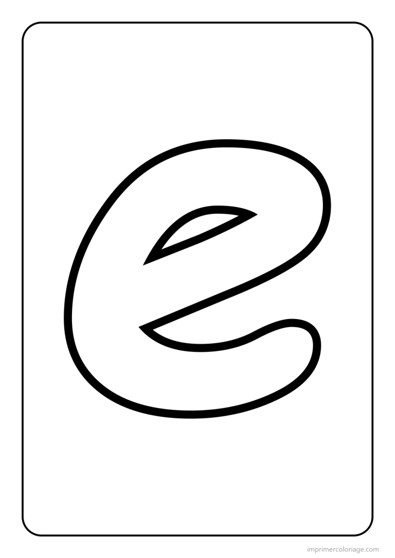 coloriage lettre e minuscule gros traits - dessin gratuit &agrave; imprimer