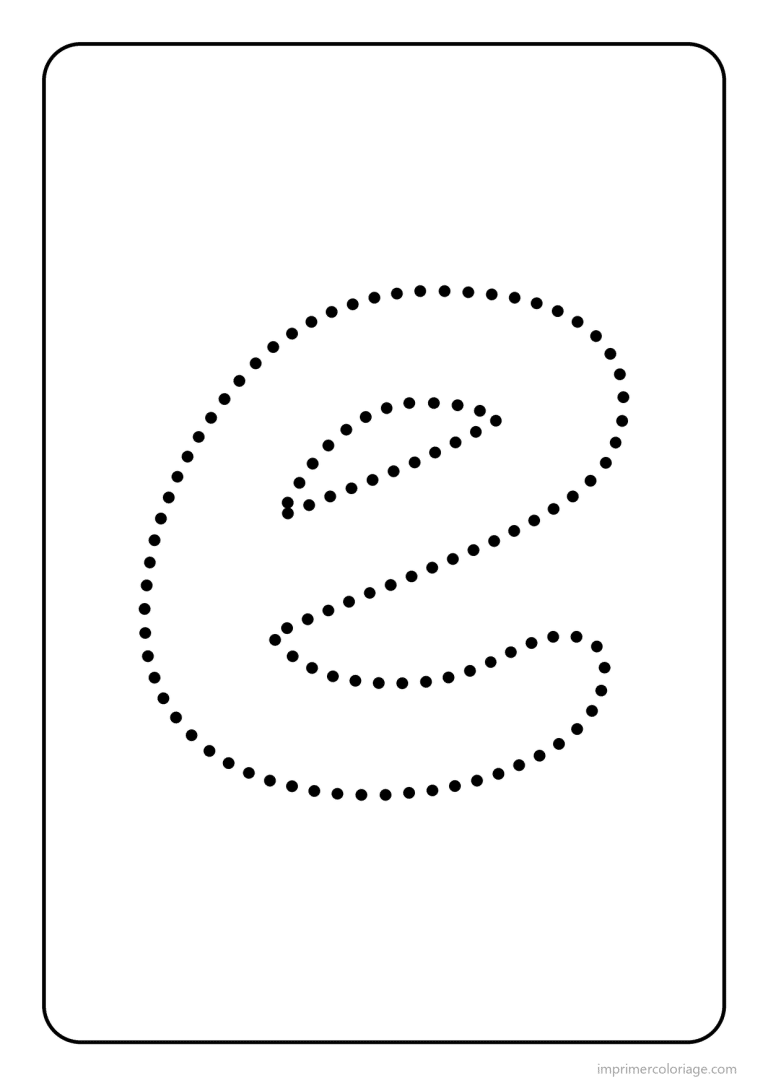 coloriage lettre e minuscule pointilles - dessin gratuit &agrave; imprimer