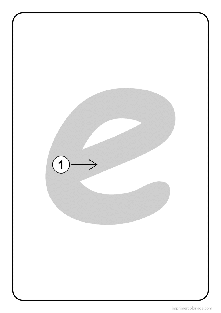 coloriage lettre e minuscule sens du trace - dessin gratuit &agrave; imprimer