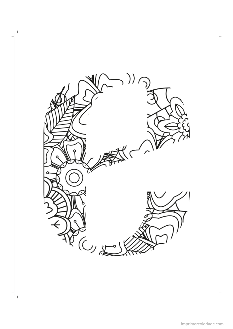 coloriage lettre e minuscule zentangle - dessin gratuit &agrave; imprimer