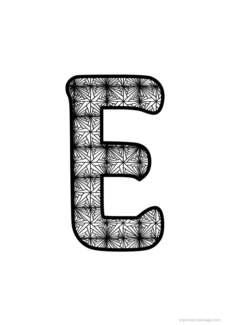 coloriage lettre e motif fleuri - dessin gratuit &agrave; imprimer