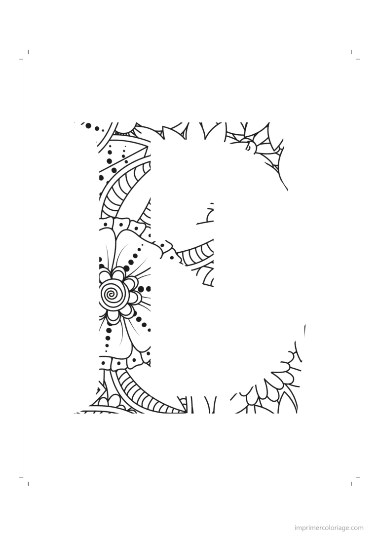 coloriage lettre e zentangle - dessin gratuit &agrave; imprimer