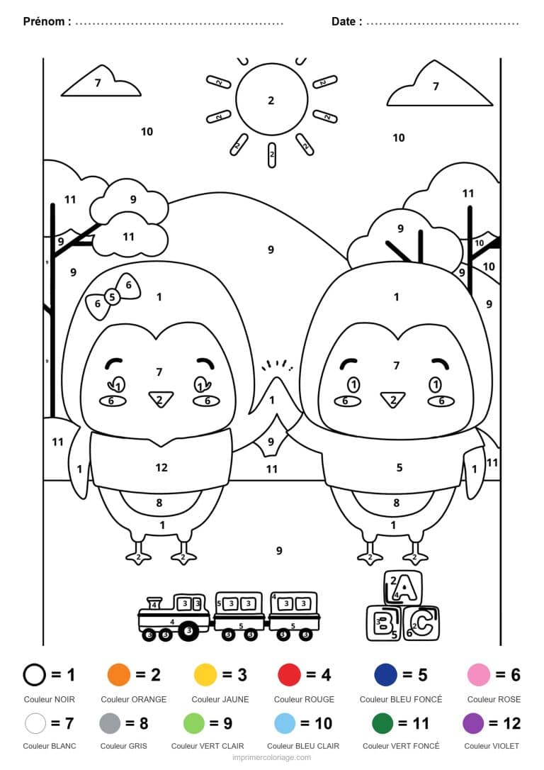 coloriage magique animaux pingouins - dessin gratuit &agrave; imprimer
