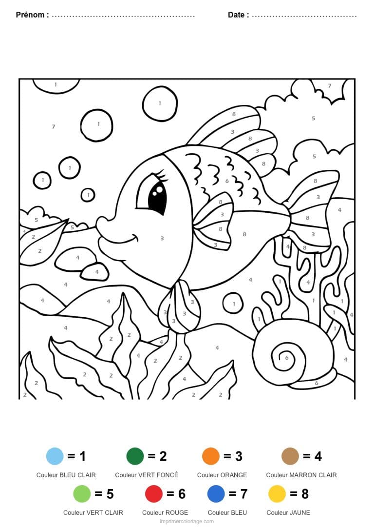 coloriage magique animaux poisson - dessin gratuit &agrave; imprimer