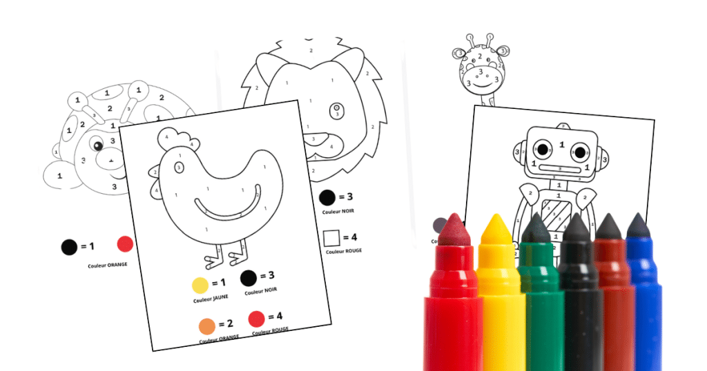 Coloriage magique PS (petite section de maternelle) - 1 à 3