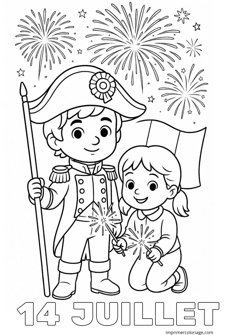 Coloriage 14 juillet revolutionnaire - dessin gratuit &agrave; imprimer