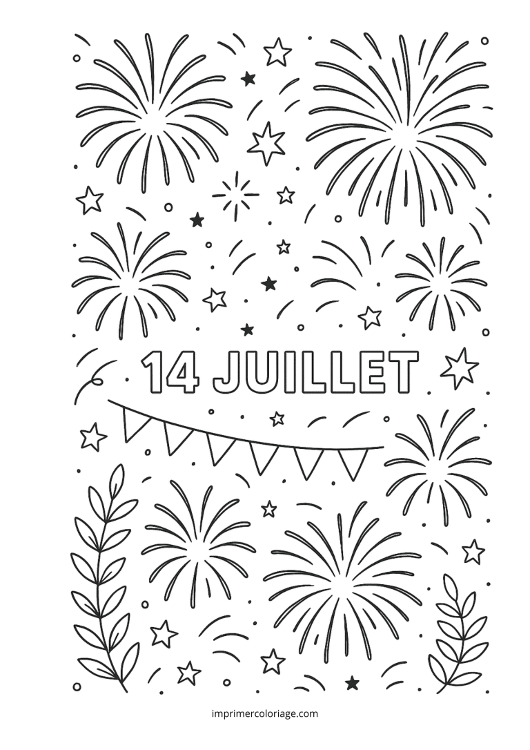 Coloriage juillet 14 - dessin gratuit &agrave; imprimer