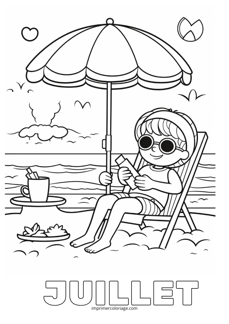 Coloriage juillet bronzer - dessin gratuit &agrave; imprimer