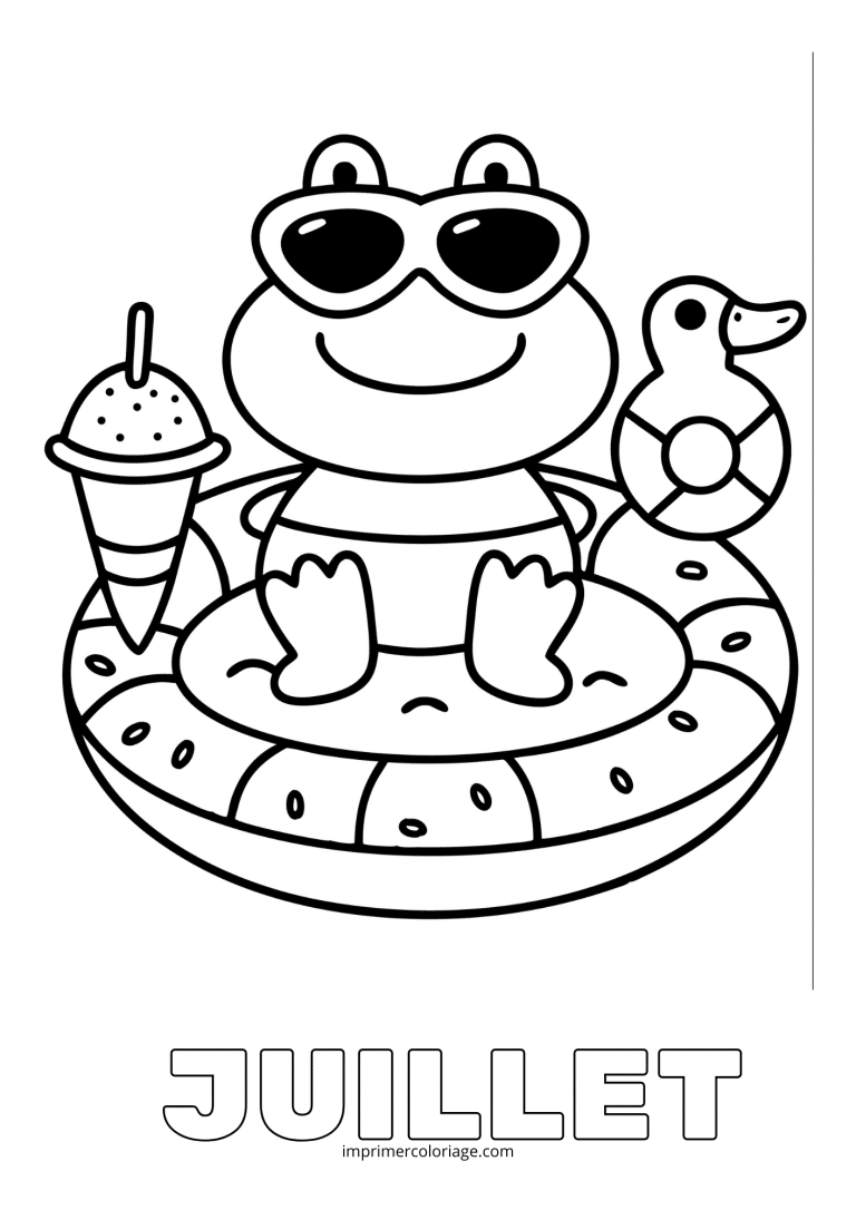 Coloriage juillet facile enfant maternelle - dessin gratuit &agrave; imprimer