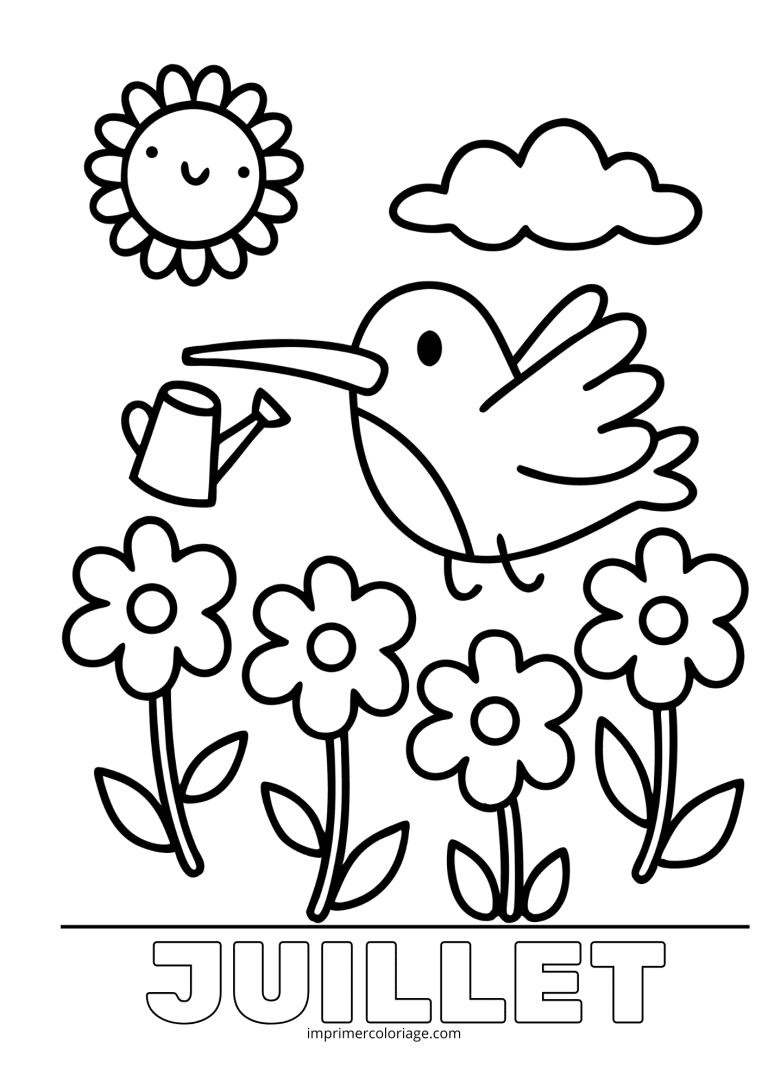 Coloriage juillet facile jeune enfant - dessin gratuit &agrave; imprimer
