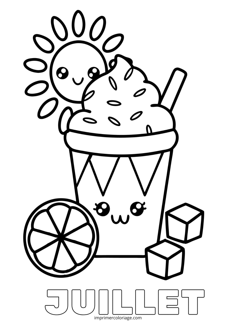 Coloriage juillet facile maternelle - dessin gratuit &agrave; imprimer