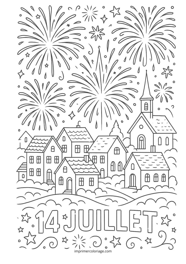 Coloriage juillet feu dartifice paris (2) - dessin gratuit &agrave; imprimer