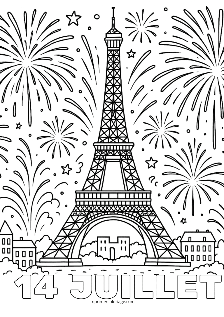 Coloriage juillet feu dartifice paris (3) - dessin gratuit &agrave; imprimer