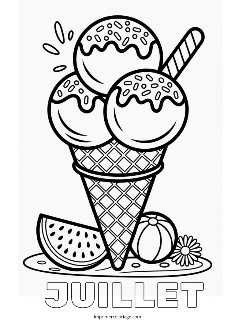 Coloriage juillet glace en mandala - dessin gratuit &agrave; imprimer
