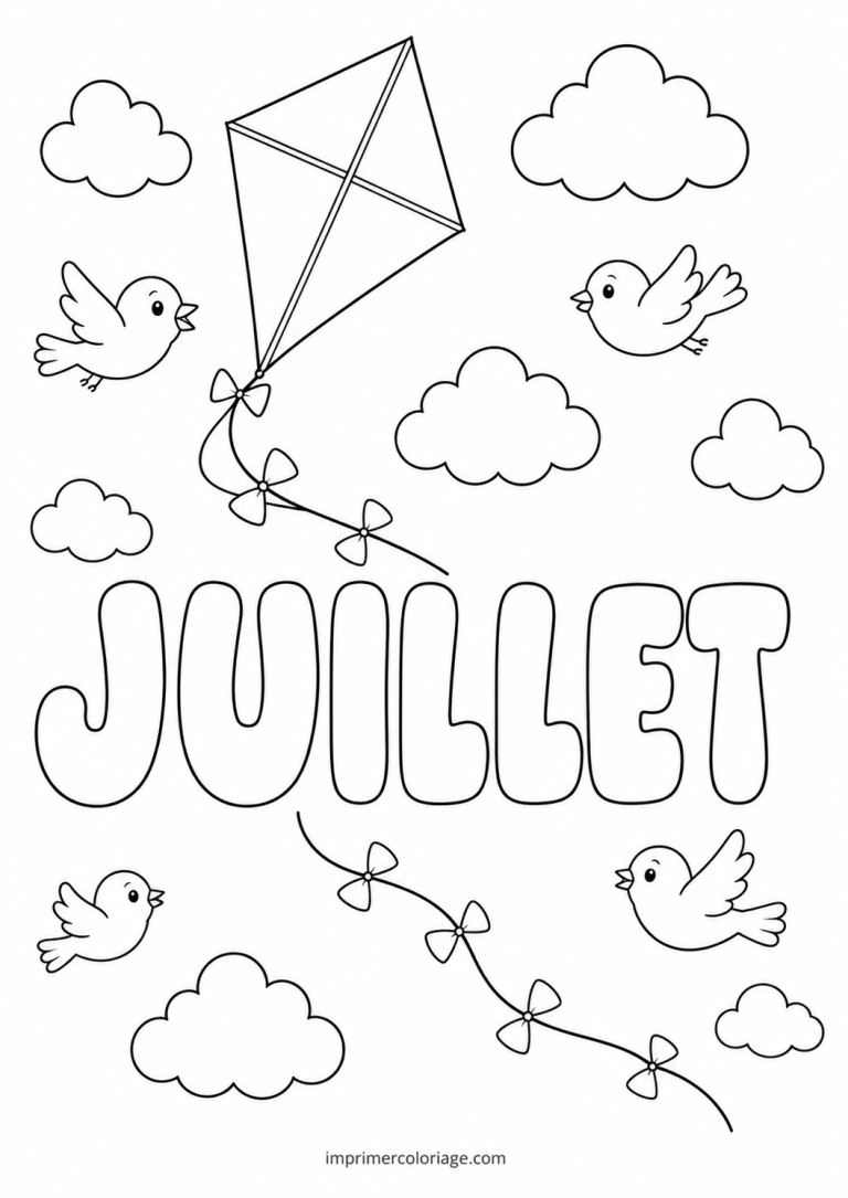 coloriage juillet cerf volant - dessin gratuit &agrave; imprimer