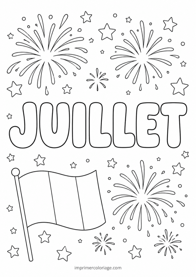 coloriage juillet feu artifice - dessin gratuit &agrave; imprimer