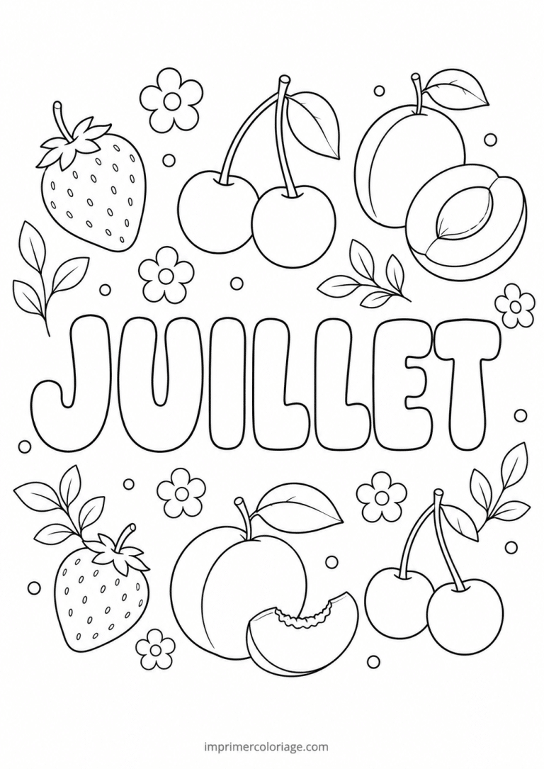 coloriage juillet fruits - dessin gratuit &agrave; imprimer