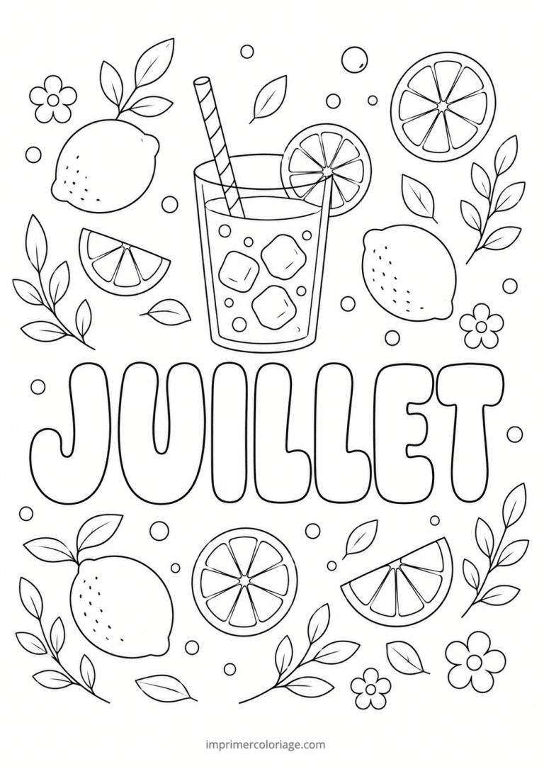 coloriage juillet limonade - dessin gratuit &agrave; imprimer