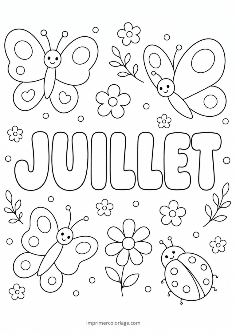 coloriage juillet papillons - dessin gratuit &agrave; imprimer