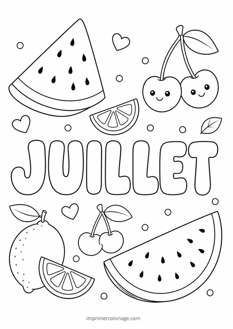 coloriage juillet pasteque - dessin gratuit &agrave; imprimer