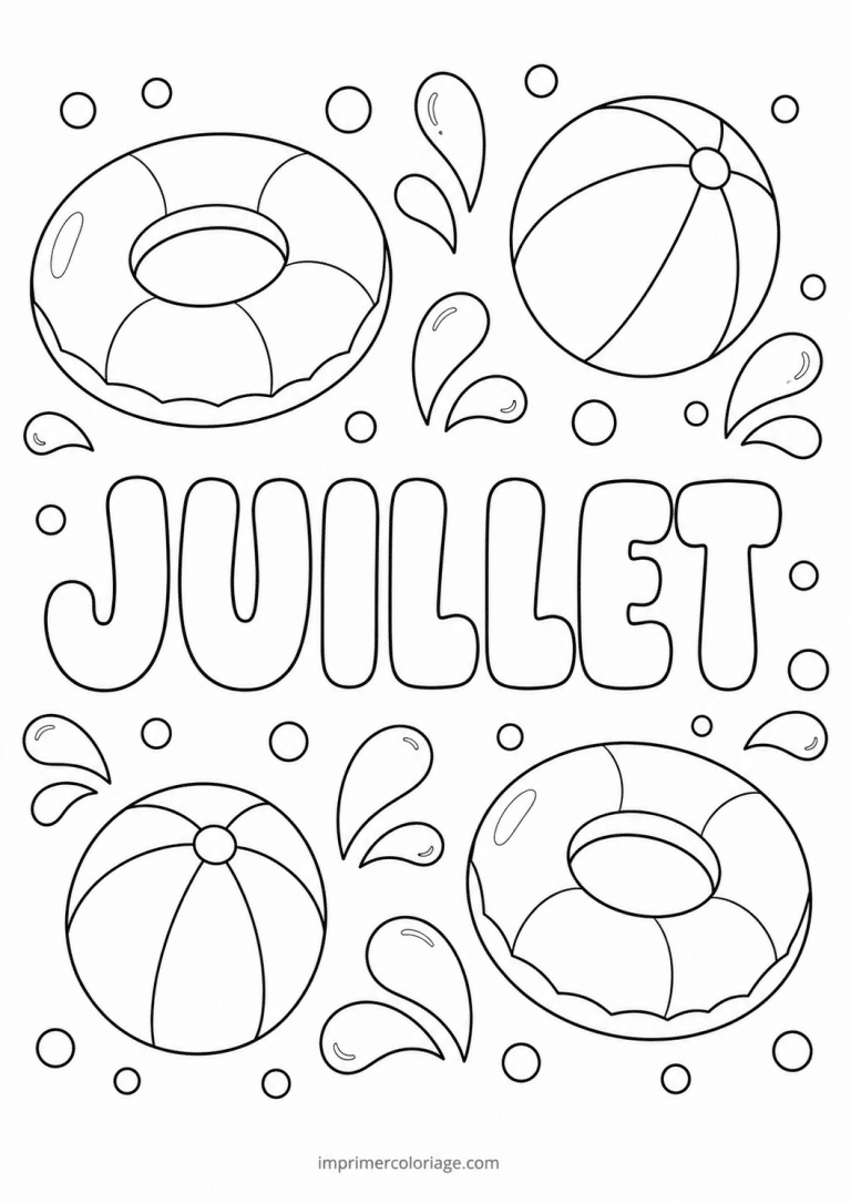 coloriage juillet piscine - dessin gratuit &agrave; imprimer