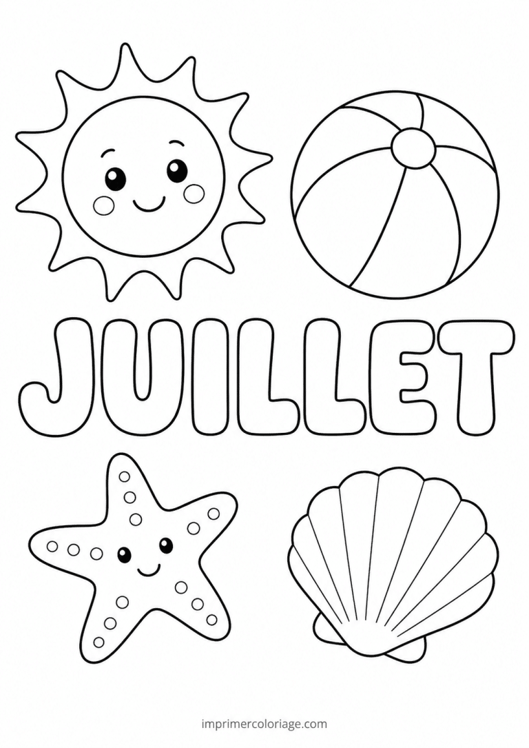 coloriage juillet plage - dessin gratuit &agrave; imprimer