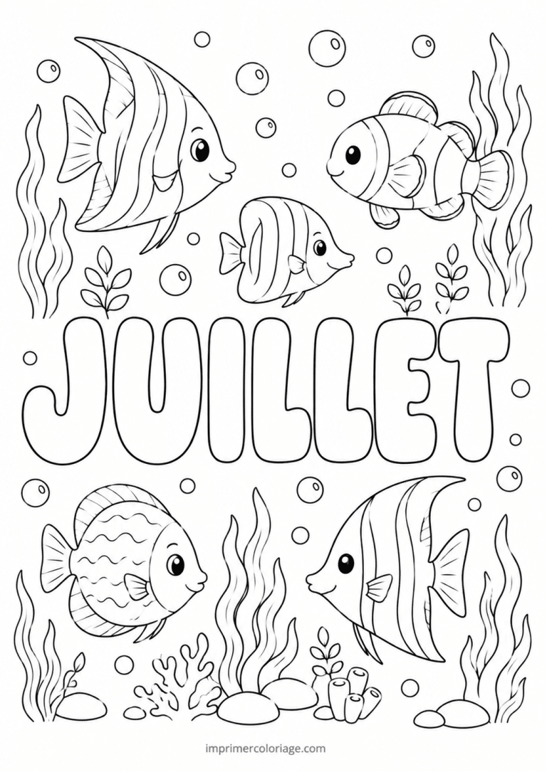 coloriage juillet poissons - dessin gratuit &agrave; imprimer